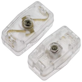 E-outstanding 2Pcs Plastic Housing On/Off Thumbwheel Light Lamp Inline Switch Clear AC 125V 3A