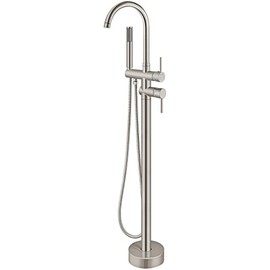 Aolemi Floor Mount Bathtub Faucet Freestanding Tub Filler Brushed Nickel Standing High Flow Shower Faucets with Handheld Shower Mixer Taps Swivel Spout