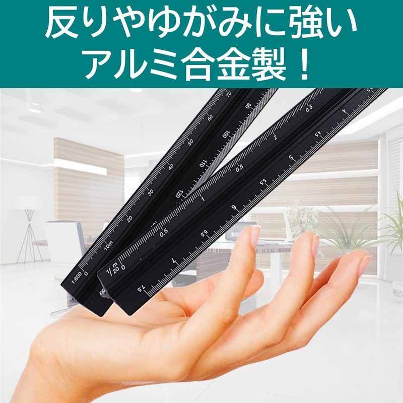 Lubonarie Triangular Scale Reduced Copy Triangle Ruler Aluminum Ruler Scale