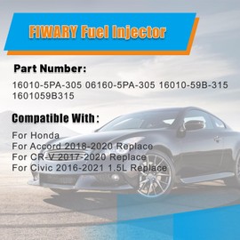 FIWARY 4pcs Fuel Injectors fits for Honda Accord 2018-2020, CR-V 2017-2020, Civic 2016-2021 1.5L Replace OE 16010-5PA-305 06160-5PA-305