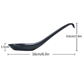 Soup Spoons,Yueser 10pcs Japanese Ramen Noodle Soup Spoons Chinese Won Ton Soup Spoon for Restaurants Home Hotel Food Shop Black