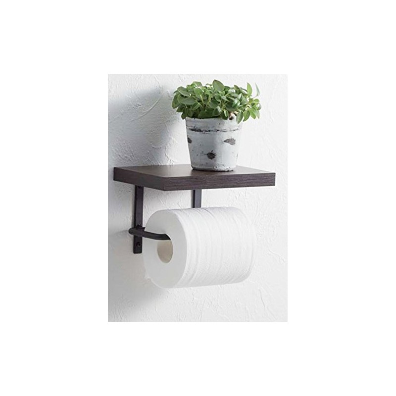 SANEI W2107-D Iron Paper Holder with Shelf and Screws, Black