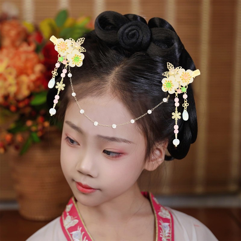 yueton 1 Pack Chinese Style Forehead Head Chain Hair Clips