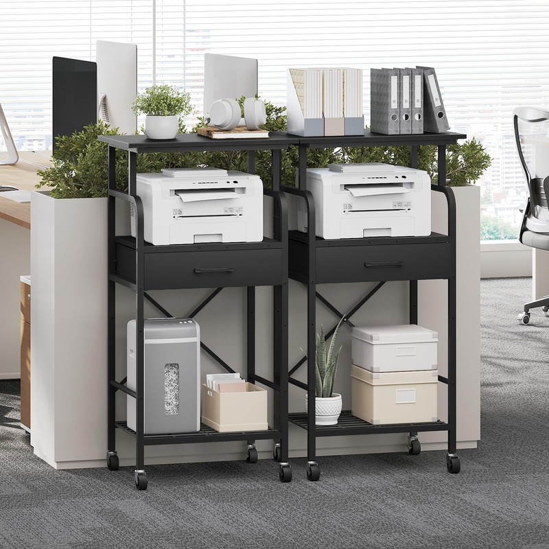 MAHANCRIS Tall Printer Stand, 3 Tier Printer Cart with Storage,