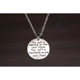 Shimmering keepsake from my USA art studio MEMORIAL MEMORY men women pet dog cat Steel silver round WORD 22" chain pendant