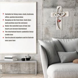 Geschnitztes Holzkreuz, Wandbehang, Handgeschnitztes Liebeskreuz aus Holz mit Ineinander Verschlungenen Herzen für Wohnzimmerdekoration, Dekoratives Wandkreuz(Liebe Kreuz)