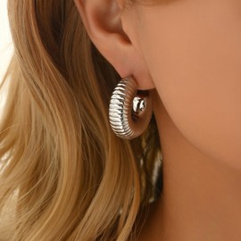 Kyazeo Gold Twisted Hoop Earrings for Women 18K Gold Plated Chunky Drop Dangle Stud Statement Earrings Hypoallergenic Trendy Jewelry Gifts