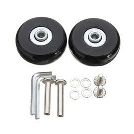 LOTOWELZON Pack of 2 Double Type Black Mute Luggage Replacement Wheels 50 mm Thickness 14 mm with 6 mm Ball Bearings Repair Kits ABEC 608zz for Suitcases and Inline Outdoor Skate Rubber Material