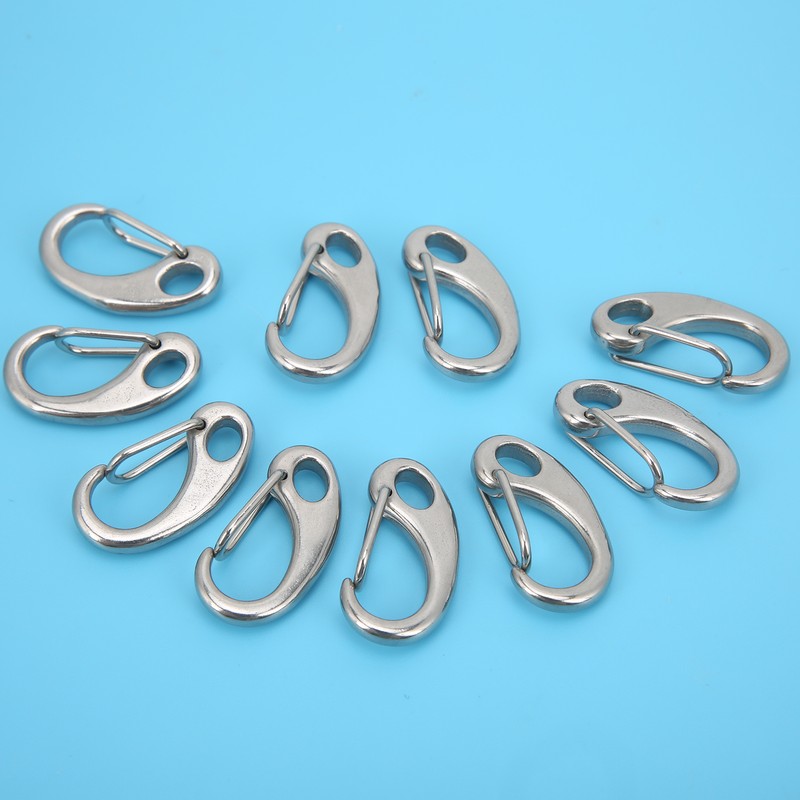 10pcs 50mm Heavy Duty Snap Rope Hook Stainless Steel Spring