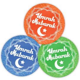 Stone Melon Umrah Mubarak Stickers 144 Stickers 30mm Round Eid Islamic Celebration Party Gift Labels