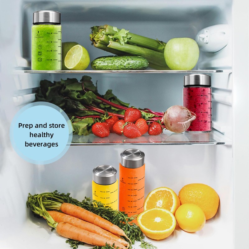 Glass Juice Bottles 4 Pack 16 oz - Wide Mouth
