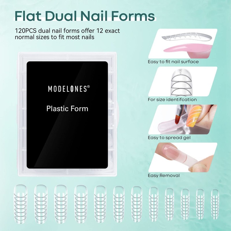 Modelones Slip Solution Nail Shapes Set with 120 Pieces Nail