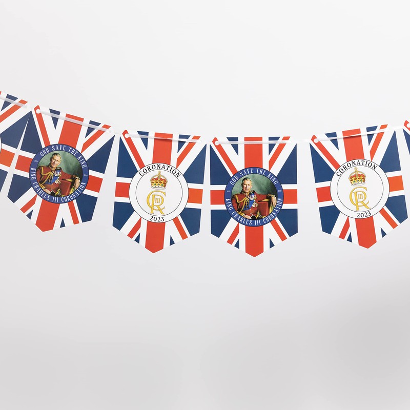 Coronation Bunting King Charles III Flag Banner for Home or