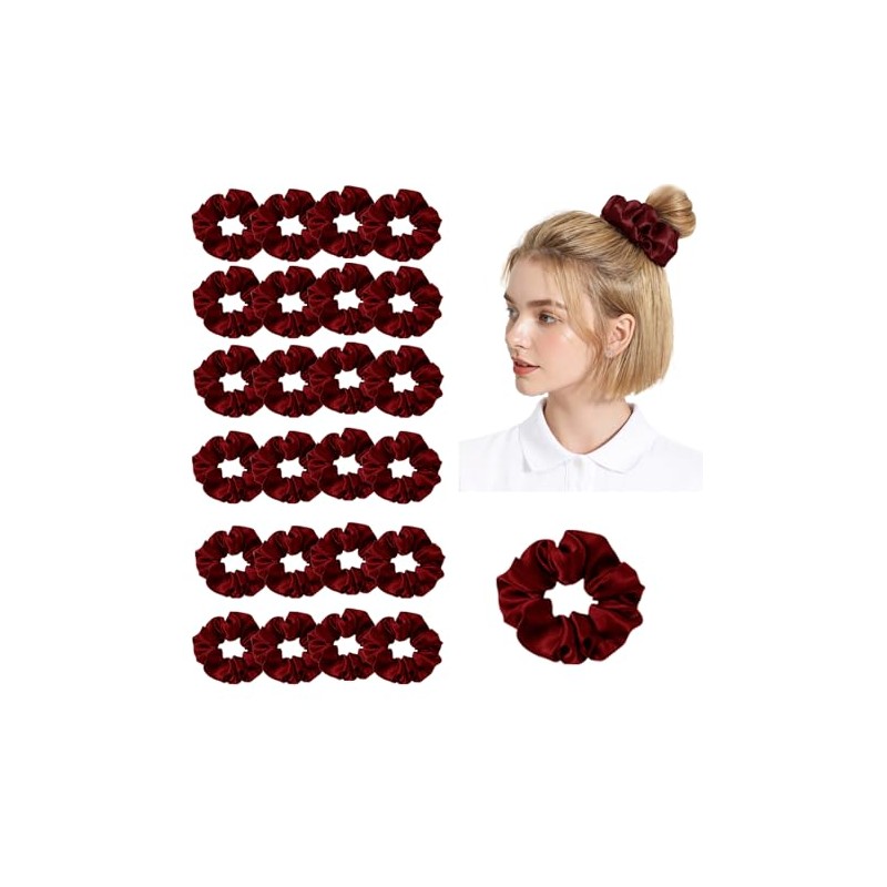 24Pack Satin Scrunchies For Women Silky Scrunchy Silk Hair Ties