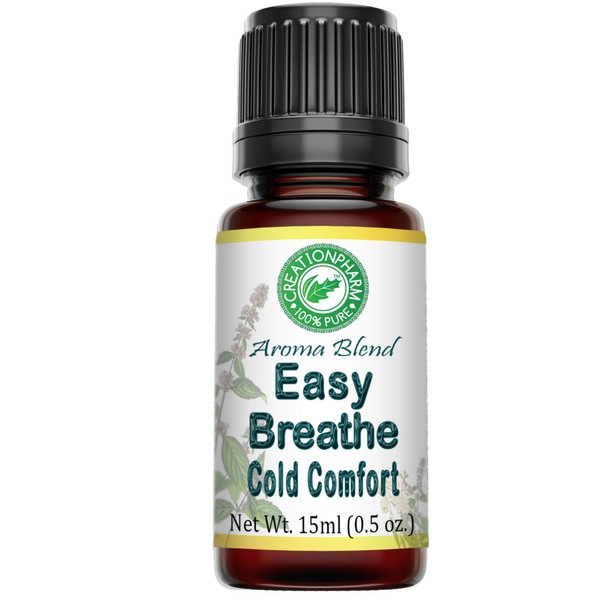 Easy Breathe Essential Oil Blend for Sinus, Cough, Allergy Relief, Congestion, Cold, Respiratory, Breathing with Peppermint, Eucalyptus, Clary Sage, Rosemary, Cedar, Aromatherapy by Creation Pharm