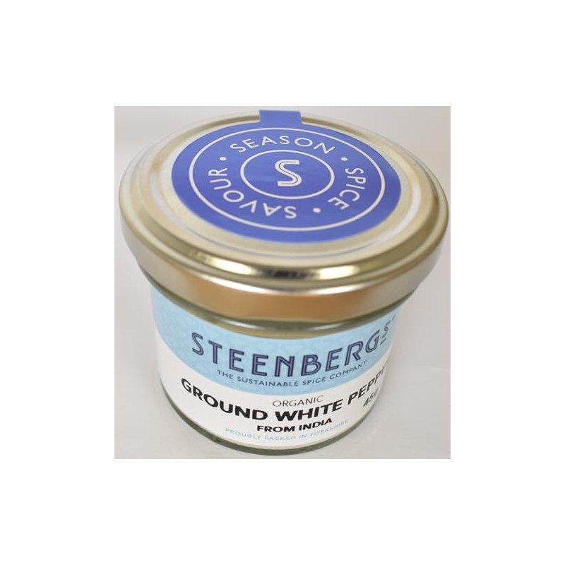 Steenbergs Organic Ground White Pepper Standard Jar - 45g