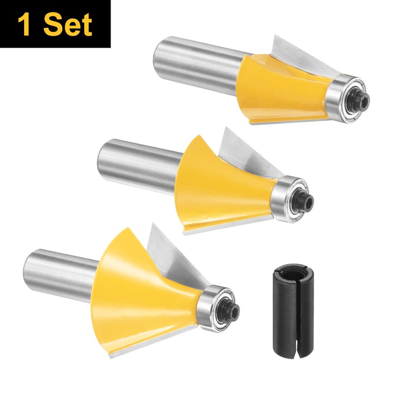 sourcing map 3pcs Chamfer Router Bit Set 1/4" Shank 15,