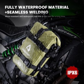 ARMOURAIN Motorcycle Crash Bar Bag 2PCS Moto Tail Bag Motorcycle Bumper Bags Bike Side Pannier PVC Waterproof Frame Mount Motorcycles Pack Motor Fender Pouch for Most Motorcycles 12L Army Green