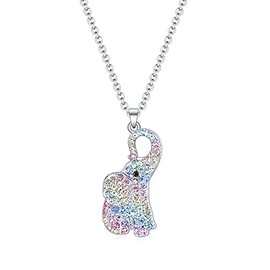 Rainbow Animal Elephant Necklace Gifts for Girls,Dainty Elephants Pendant Jewelry for Women Boys Teen Girls Elephant Lovers (Rainbow Elephant Gifts)