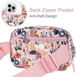 Simikol Belt Bag Waist Fanny Pack Crossbody Bags Cute Small Travel Essential Birthday Christmas Gift for Women Trendy Teen Girl Kids Daughter Sister Her Preppy Girly Stuff，Pink Flowers