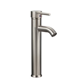 Brushed Nickel Bathroom Vessel Sink Faucet Vessel Bowl Faucet Single Handle One Hole Aerator Spout Lavatory Vanity Basin Mixer Tap Tall Body Modern Brass Deck Mount Commercial
