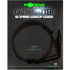 Korda Carp Assembly for Carp Lead 100 cm 40 lb Dark Matte Leader QC Hybrid Clip, Colour: Weed