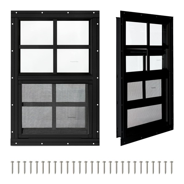COLORPAPA 2 Pack Shed Windows,16" x 16" Small Sliding Windows,Flush