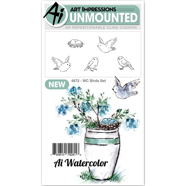 Art Impressions Watercolor Cling Rubber Stamp Birds