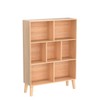 LEYAOYAO Wooden 7 Cube Book Shelf, Natural 3 Tier Bookshelf