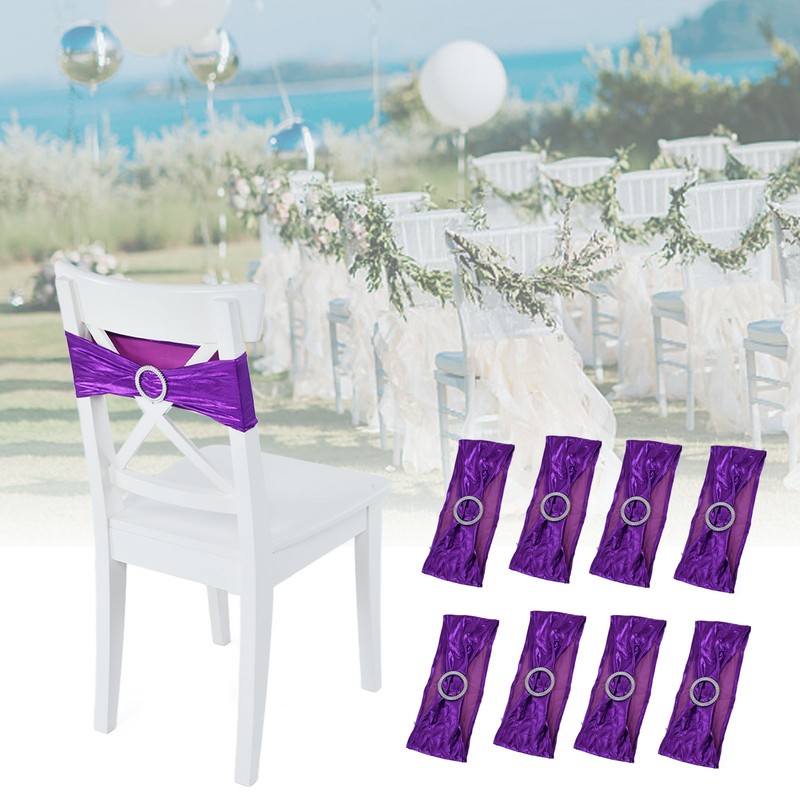 10Pcs Chair Cover Bands Elastic Stretch Sashes Bows for Wedding