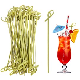 BLUE TOP 394pcs Cocktail Picks & Straws-144 Drink Umbrellas picks,100 Bamboo knot Picks,100 Flag Toothpicks,50 Paper Straws,Value Combo Set for Drinks&Appetizer,Decorative Cocktail toothpicks & straws