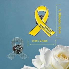 50 Pcs Memorial Ribbon Pins Funeral Metal Pins Forever In Our Hearts For Funeral Mourning Event (yellow)