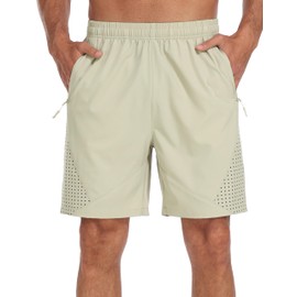 MoFiz Hiking Short for Men Moisture Wicking Outdoor Sport Gym Camping Athletic Short Khaki,M