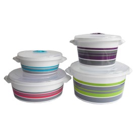 Tredoni 4 Sizes Set Microwave Pot Tub with Ventilation Lid - Heating & Cooking Steamer Pot (Set (All 4 Sizes))