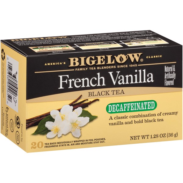 Bigelow Tea Decaffeinated French Vanilla Black Tea, 20 Count, (Pack of 6) 120 Total Tea Bags