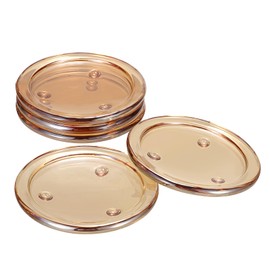 OGANAZI Set of 5 Modern Clear Coaster, Clear Glass Coasters for Drinks Crystal Coasters Round Cup Coaster Coffee Table Decor for Office, Kitchen, Bar, Dining Room, Living Room, Patio (Amber)