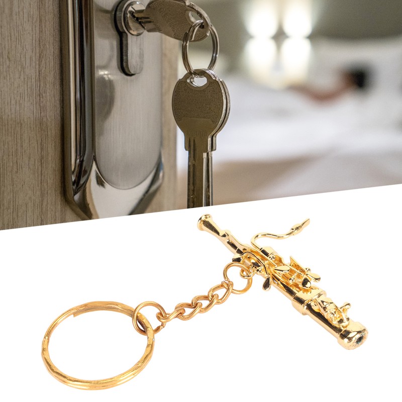 Mini Bassoon Shape Key Chain Adorable Brass Key Ring Pendant