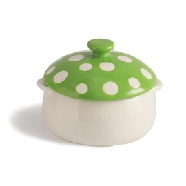 AKVAELFO Cute Ceramic Mushroom Bowl with Lid, 12oz Funny Soup Bowl for Salad,Pasta, Cereal, Dessert, Novelty Handpainted Double Eared Bowl for Kitchen, Microwave/Dishwasher Safe (Green)