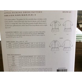 OLIVER + S APPLE-PICKING DRESS PATTERN BY OLIVER +S- SIZES 6-12M,12-18M,1