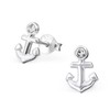Crystal Anchor Stud Earrings 925 Real Silver Earrings, Cubic Zirconia