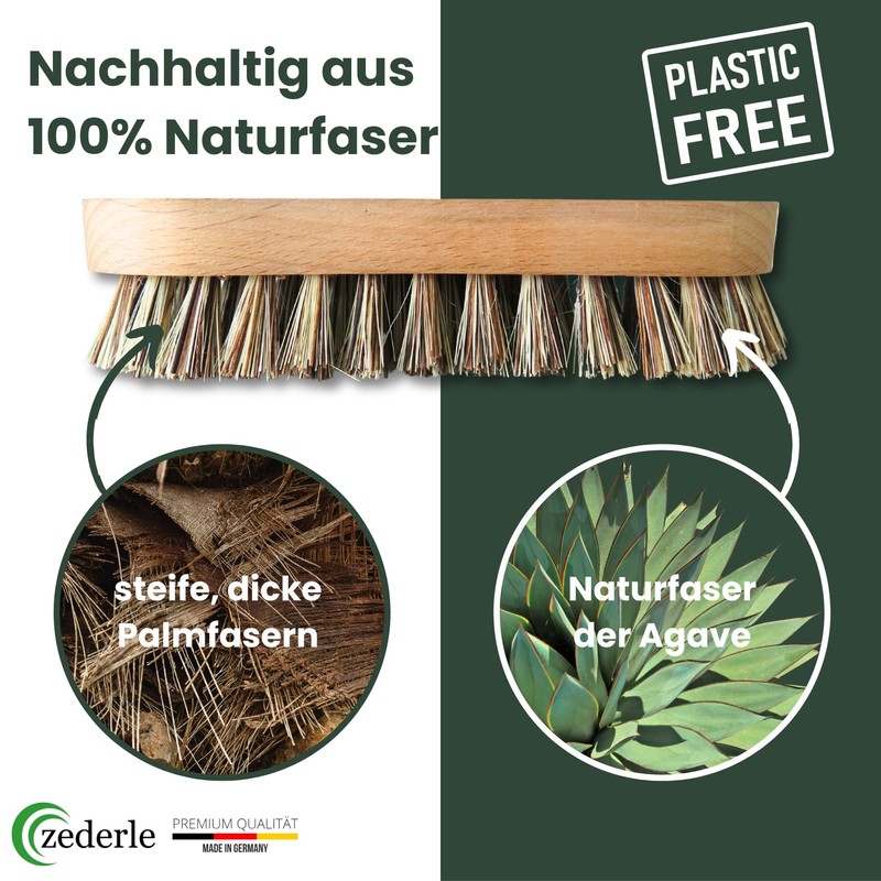 zederle Scrubbing Brushes with Ergonomic Beech Wood Handle (Pack of