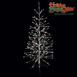 Holiday Bright Lights Indoor/Outdoor 4' Twig Tree - Silver Tape Flickering LED Lights (Warm White to Multicolor)