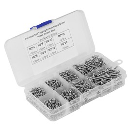 M2X10 800pcs Carbon Steel Nickel Plated Tornillos Kit M2 Crossdrive Pan Head Self Tapping Screws Wood Fixing with Box