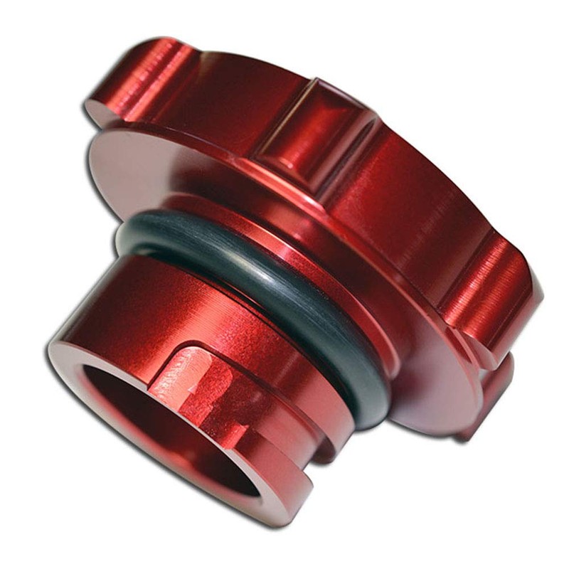 VMS RACING RED OIL CAP with SILVER ENGINE OIL NOTICE