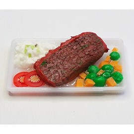 Jessieraye 1:12 Dollhouse Scale Meatloaf with Peas and Carrots, Mashed Potatoes - Dollhouse Miniature Fairy Garden