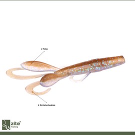 Zite Fishing Creature Bait Rubber Bait InZite Craw - Pack of 12 Drop Shot Finesse Fishing Lures Bass & Zander Fishing - Also UV-Active Artificial Bait Colours (Frosty Champagne)