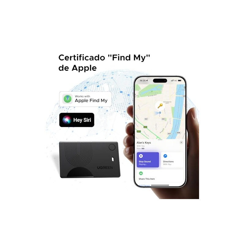UGREEN FineTrack Slim Localizador Ultrafino, Carga Inalámbrica (Solo iOS)