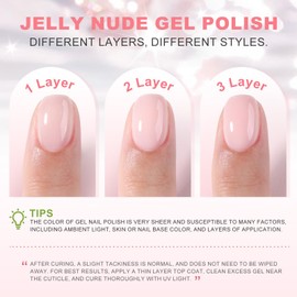NXJ INFILILA Nude Pink Gel Nail Polish, 15ml Baby Pink Nail Polish Nude Gel Polish Jelly Sheer Translucent Gel Nail Polish Long Lasting Hema Free Nail Art Gift for Manicure, Milky Pink