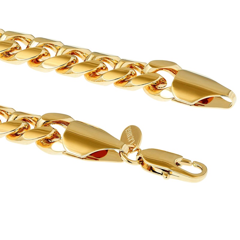 LIFETIME JEWELRY 11mm Miami Curb Cuban Link Chain Bracelet 24k