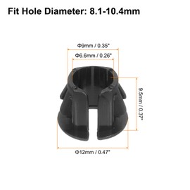 uxcell Cable Snap Bushing Grommets, 50Pcs 9mm/0.35" Mounting Dia Nylon Snap Bushing Grommet, Round Snap in Cable Hose Bushing for Various Cables Tubes Wire, Black